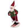 Clayre & Eef Moș Crăciun pe schi – Figurină decorativă Crăciun 15x13x28 cm