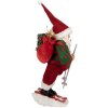 Clayre & Eef Moș Crăciun pe schi – Figurină decorativă Crăciun 15x13x28 cm