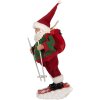 Clayre & Eef Moș Crăciun pe schi – Figurină decorativă Crăciun 15x13x28 cm