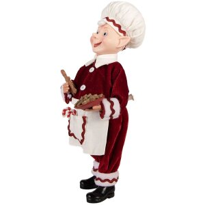 Clayre & Eef Weihnachtsdeko Elfe Rot Weiß 15x10x28 cm