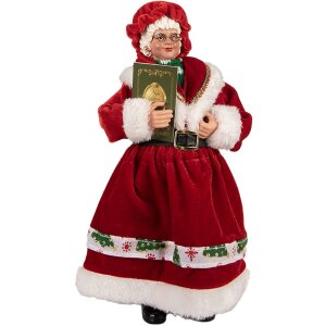 Clayre & Eef 66238 Weihnachtsfrau Figur Rot Grün 14x10x28 cm