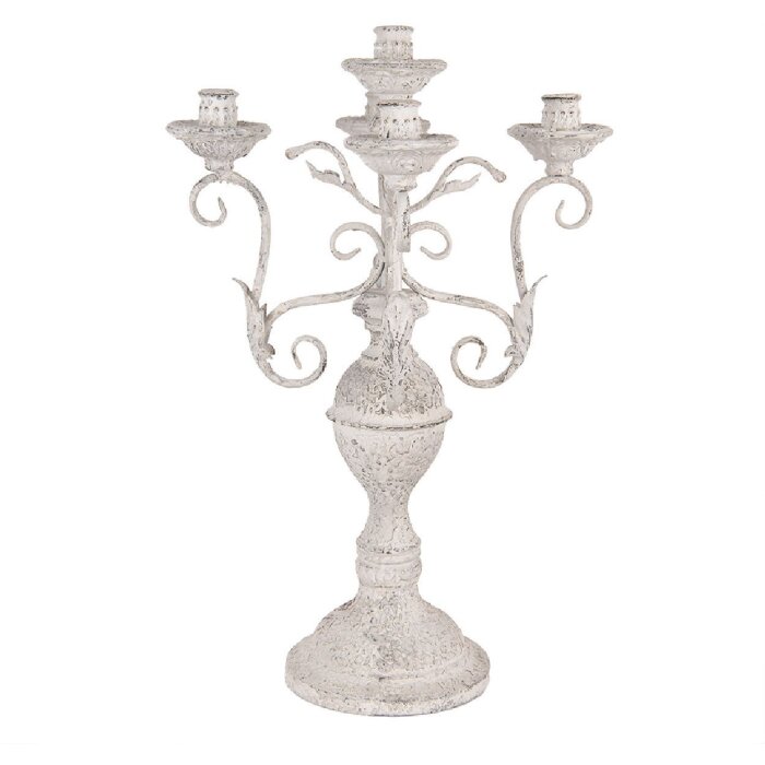 Clayre & Eef 5Y1291 Suport Lumânări Fier Alb 29x58 cm