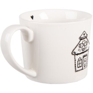 Clayre & Eef 6CEMU0185 Becher Weiß/Schwarz 12x8x7 cm 275 ml