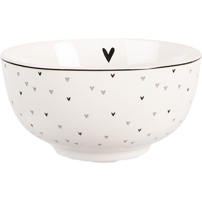 Clayre & Eef Bol Ø 14x7 cm 500 ml Alb-Negru