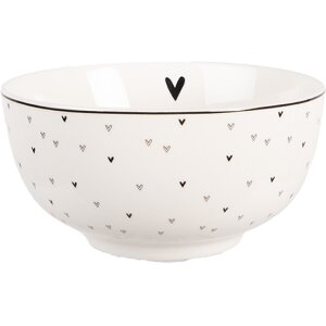 Clayre & Eef Bol Ø 14x7 cm 500 ml Alb-Negru