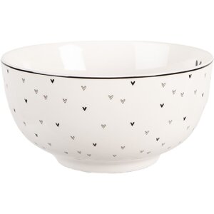 Clayre & Eef Bol Ø 14x7 cm 500 ml Alb-Negru