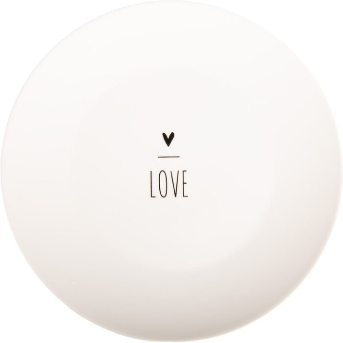 Clayre & Eef Farfurie mică albă cu margine neagră 20cm