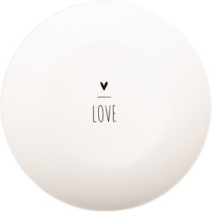 Clayre & Eef Farfurie mică albă cu margine neagră 20cm