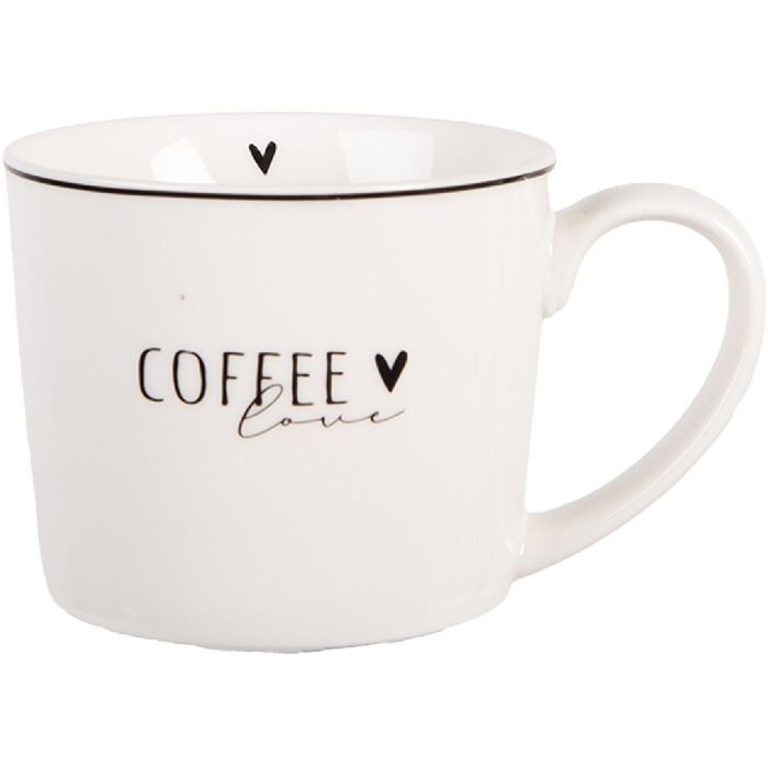 Clayre & Eef BHSMU0003 Becher 12x8x7 cm Weiß & Schwarz 275 ml