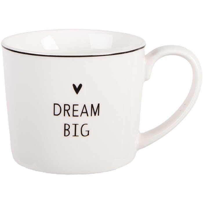 Clayre & Eef Cană Porțelan 275ml Alb Negru 12x8x7 cm