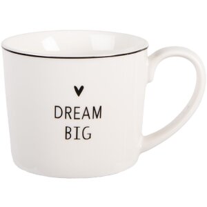 Clayre & Eef Cană Porțelan 275ml Alb Negru 12x8x7 cm