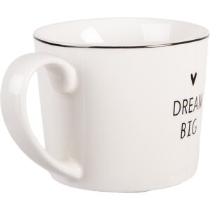 Clayre & Eef Cană Porțelan 275ml Alb Negru 12x8x7 cm