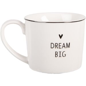 Clayre & Eef Cană Porțelan 275ml Alb Negru 12x8x7 cm