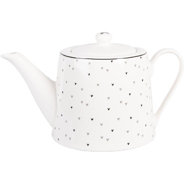 Clayre & Eef BHSTE Teekanne 23x14x14 cm 1000 ml Weiß Schwarz