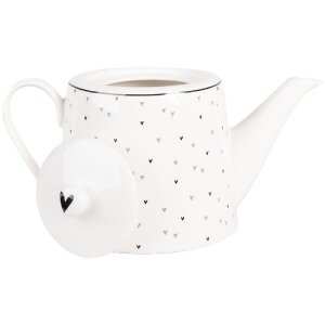 Clayre & Eef BHSTE Teekanne 23x14x14 cm 1000 ml Weiß Schwarz