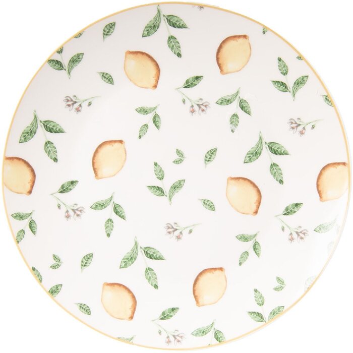 Clayre & Eef LELDP Kleiner Teller Weiß-Gelb 20x2 cm