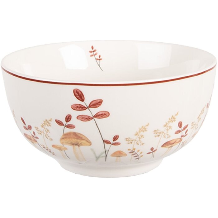 Clayre & Eef LFJBO Bol Porțelan 14x7 cm Bej-Maroniu 500ml