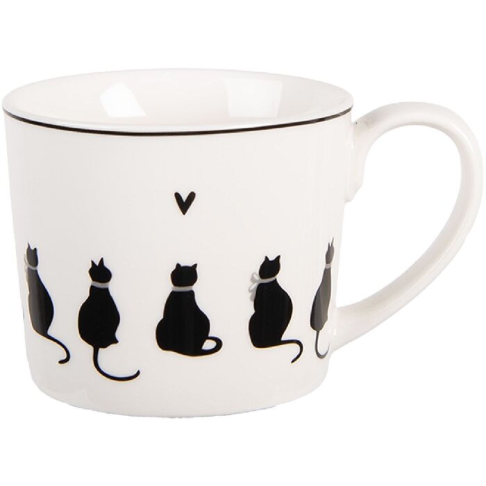 Clayre & Eef PWSMU0001 Becher 12x8x7 cm / 275 ml Weiß Schwarz