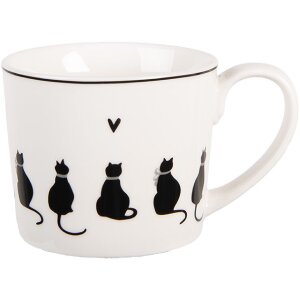 Clayre & Eef PWSMU0001 Becher 12x8x7 cm / 275 ml Weiß Schwarz