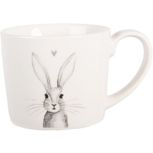 Clayre & Eef RUBMU Becher 12x8x7 cm Weiß und Grau