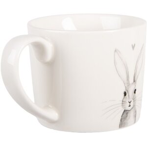 Clayre & Eef RUBMU Becher 12x8x7 cm Weiß und Grau