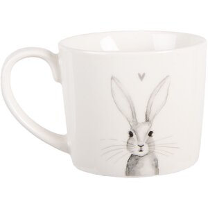 Clayre & Eef RUBMU Becher 12x8x7 cm Weiß und Grau