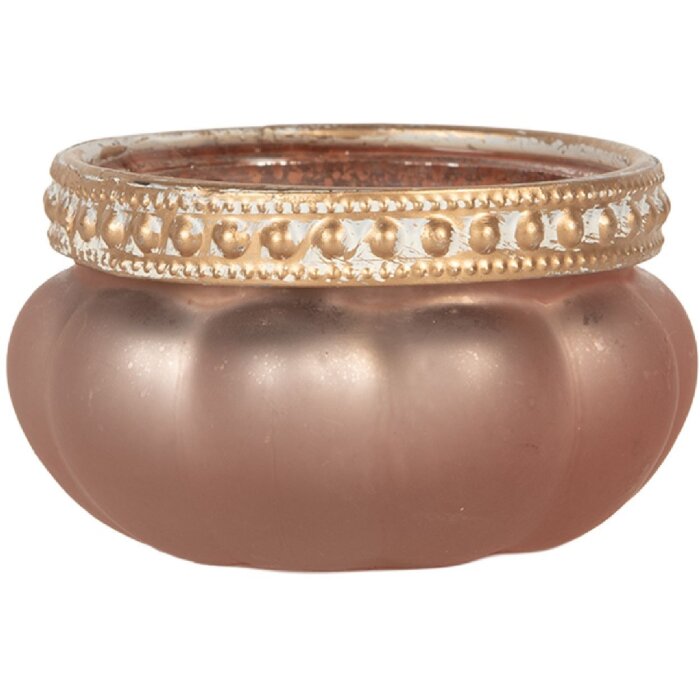 Clayre & Eef 6GL5212 Teelichthalter Rosa Gold Ø 6x4 cm