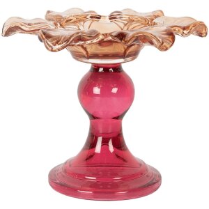 Clayre & Eef 6GL5338O Teelichthalter Ø 14x11 cm Orange Rosa Glas