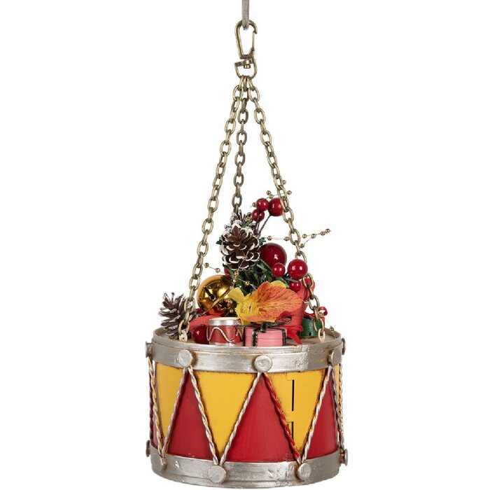 Clayre & Eef Trommel Decorativ Ø 12x16/27 cm Galben-Roșu