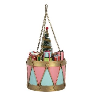 Clayre & Eef 6Y5866 Dekoration Trommel Rosa Blau Ø 17x25/37 cm