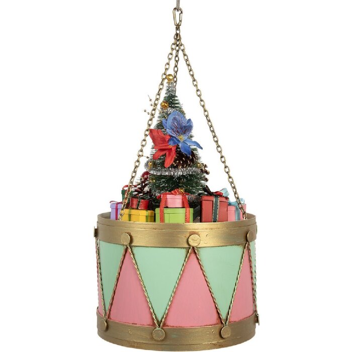 Clayre & Eef 6Y5867P Dekoration Trommel Ø 21x34/43 cm Rosa Grün