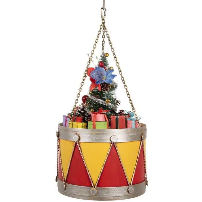 Clayre & Eef 6Y5867Y Dekoration Trommel Ø 21x34/43 cm Gelb Rot