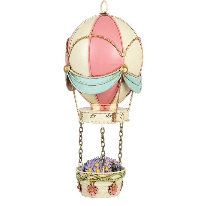 Clayre & Eef 6Y5878 Dekoration Heißluftballon Ø 14x29 cm Rosa Beige