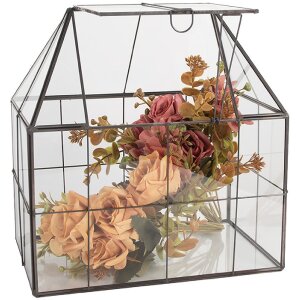 Clayre & Eef Mini Seră Decorativă 25x16x26 cm, Fier, Sticlă