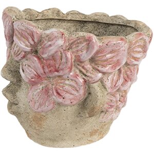 Clayre & Eef 6TE0583 Blumentopf Ø 18x15 cm Beige-Rosa