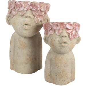 Clayre & Eef 6TE0584L Ghiveci Teracotă Bej Roz 20x19x31 cm