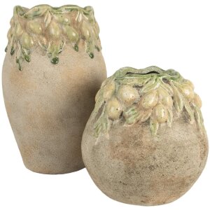 Clayre & Eef 6TE0585 Blumentopf Ø 18x18 cm Beige Gelb