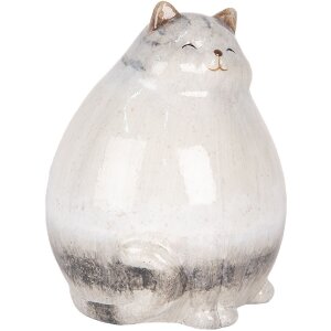 Clayre & Eef 6CE2131 Decorațiune Pisică Ceramică 14x13x18 cm Gri