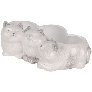 Clayre & Eef 6CE2132 Blumentopf Katzen Grau 27x16x10 cm
