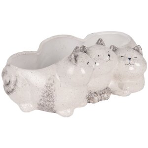 Clayre & Eef 6CE2132 Blumentopf Katzen Grau 27x16x10 cm