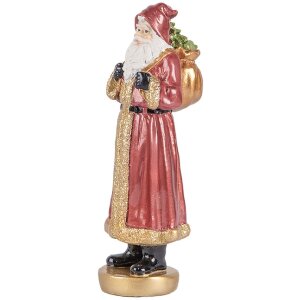 Clayre & Eef 6PR5534 Dekoration Weihnachtsmann 6x5x15 cm Rot und Goldfarbig
