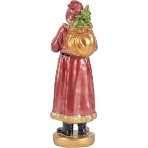 Clayre & Eef 6PR5534 Dekoration Weihnachtsmann 6x5x15 cm Rot und Goldfarbig