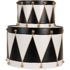 Clayre & Eef Set 2 Trompe Decorative Fier Alb/Negru 40x25/26x17 cm