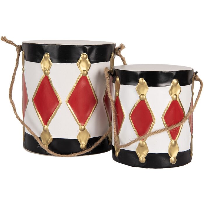 Clayre & Eef Set 2 Tobe Decorative Alb-Negru Ø 15x38/13x29 cm