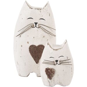 Clayre & Eef 6H2435L Dekoration Katze 8x6x14 cm Holz