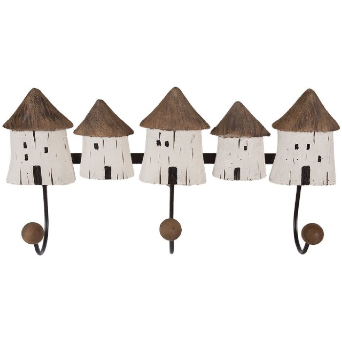 Clayre & Eef 6H2436 Cuier de Perete Lemn și Fier 38x8x19 cm