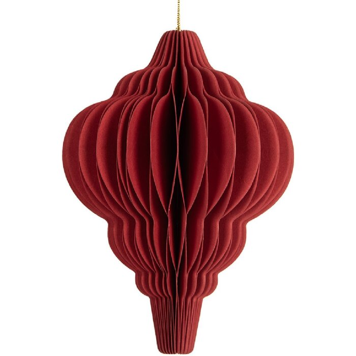 Clayre & Eef 6PA0520 Papier Weihnachtskugel Ø 9x12 cm Rot