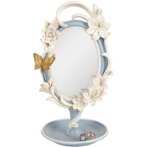 Clayre & Eef Oglindă de Masă 16x14x27 cm Albastru Alb