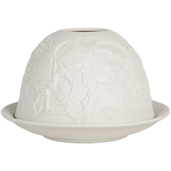 Clayre & Eef Suport Lumânări Porțelan Ø 12x8 cm Alb