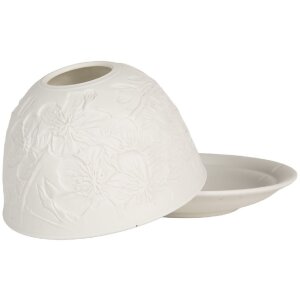 Clayre & Eef Suport Lumânări Porțelan Ø 12x8 cm Alb